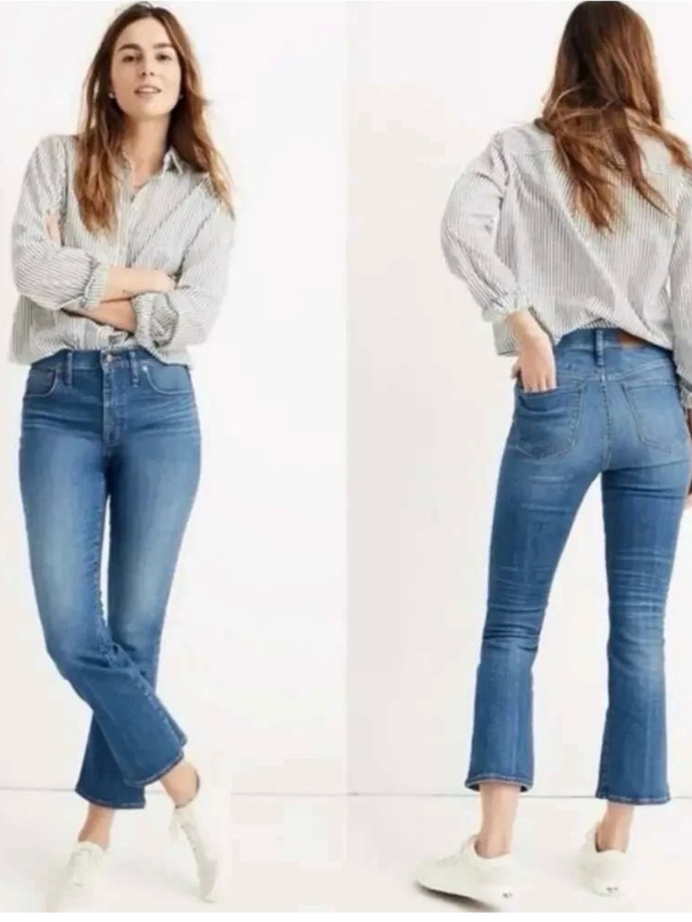 Madewell Women’s Jeans Cali Demi-Boot Cropped High-Rise Medium Blue Wash Denim